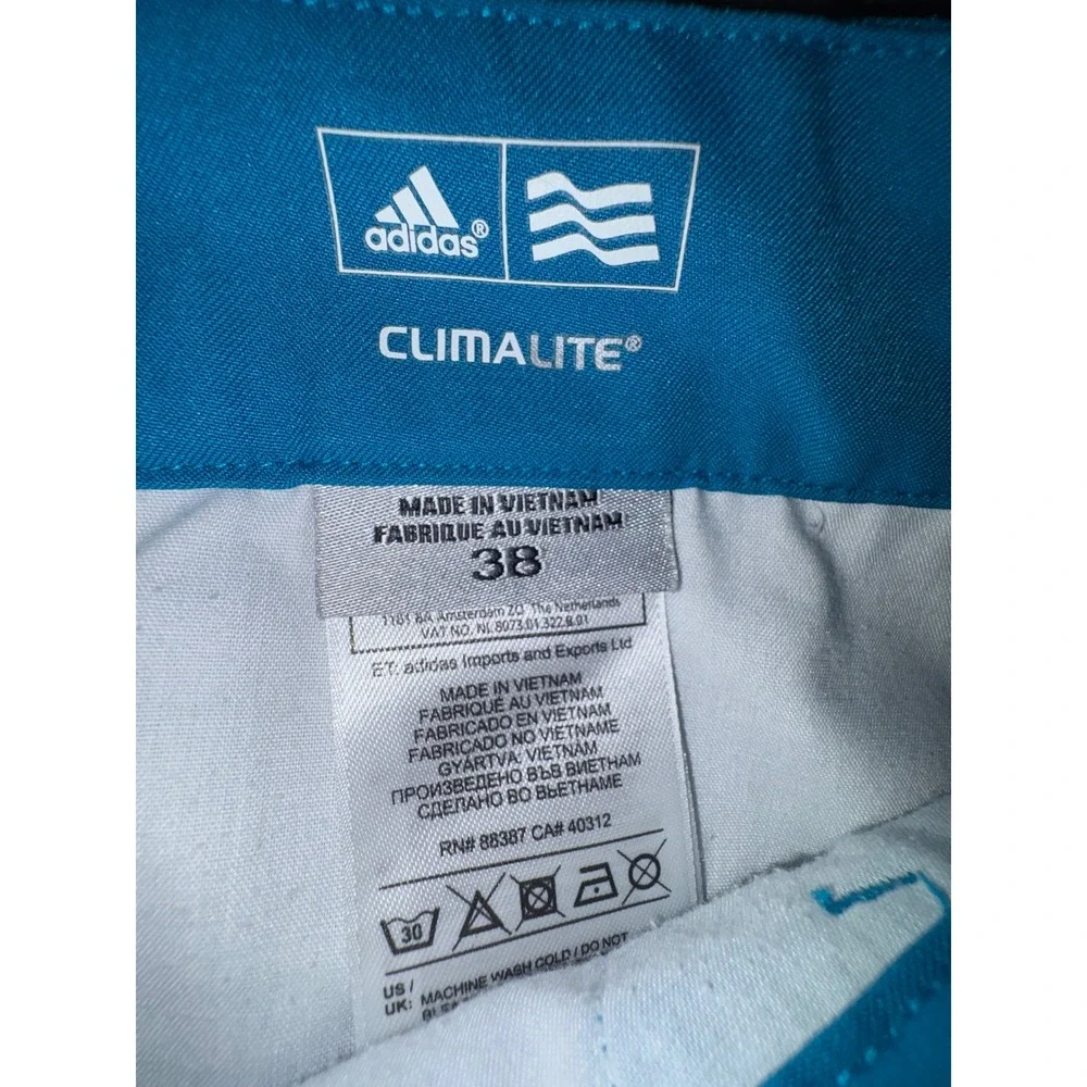 Adidas Climalite Mens Golf Shorts Blue Size 38 Flat Front Performance Athletic